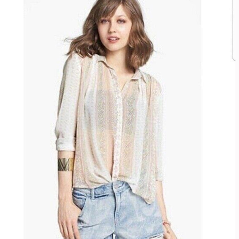 Free People Moonlight Mile sheer button top medium